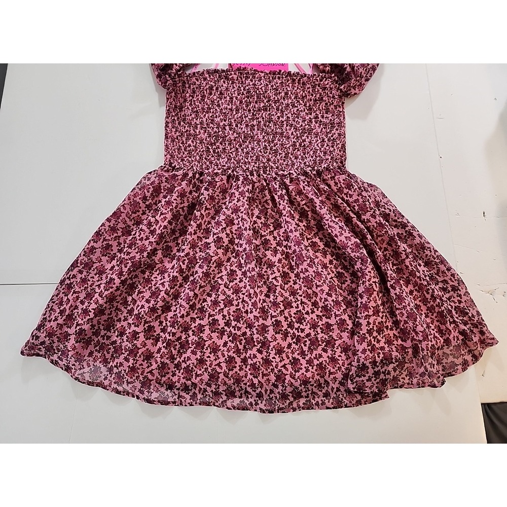 Betsey Johnson Pink and Black Floral Smocked Mini Dress - Picture 3 of 11